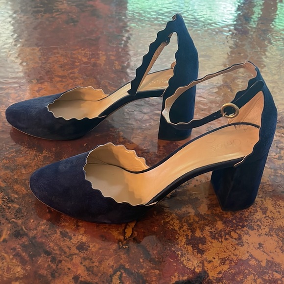 Chloē Scalloped Ankle Strap d’Orsay Pump Lagoon Blue size 39 incl box/dust bags - Picture 5 of 8